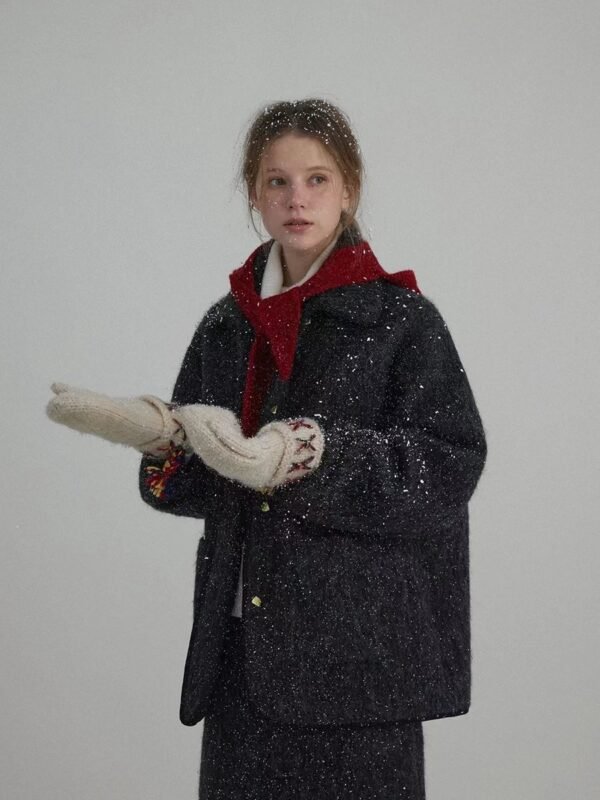 Wool Vintage Notched Lapel Coat for Women