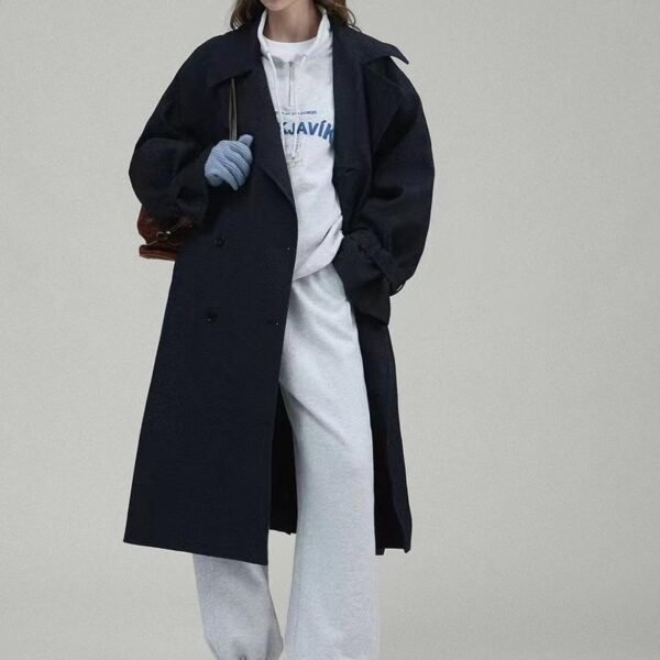 Wide Lapel Long Trench Coat