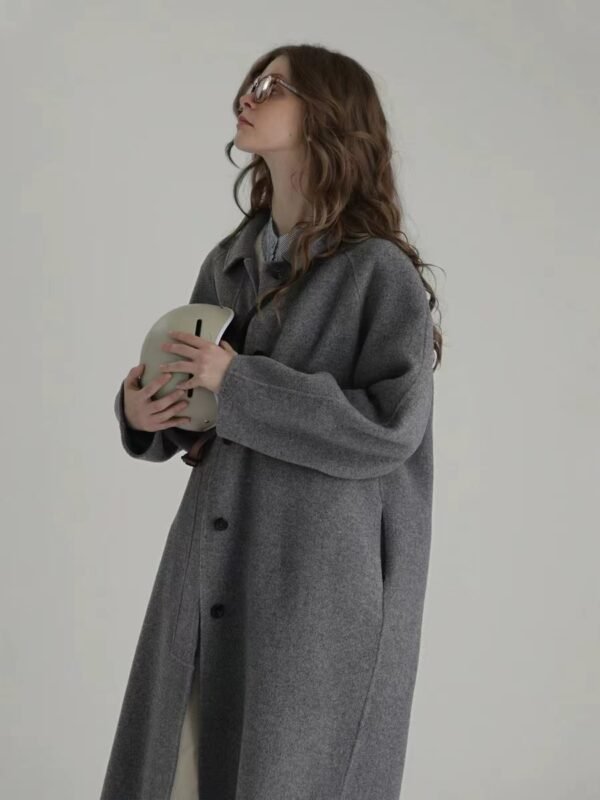 Vintage Coat with Hidden Buttons for Women